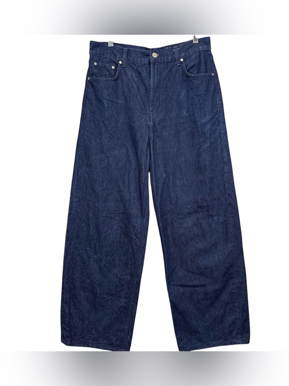 Zara Women’s Wide Leg Baggy Jean Size 6 Dark Wash Indigo 100% Cotton
